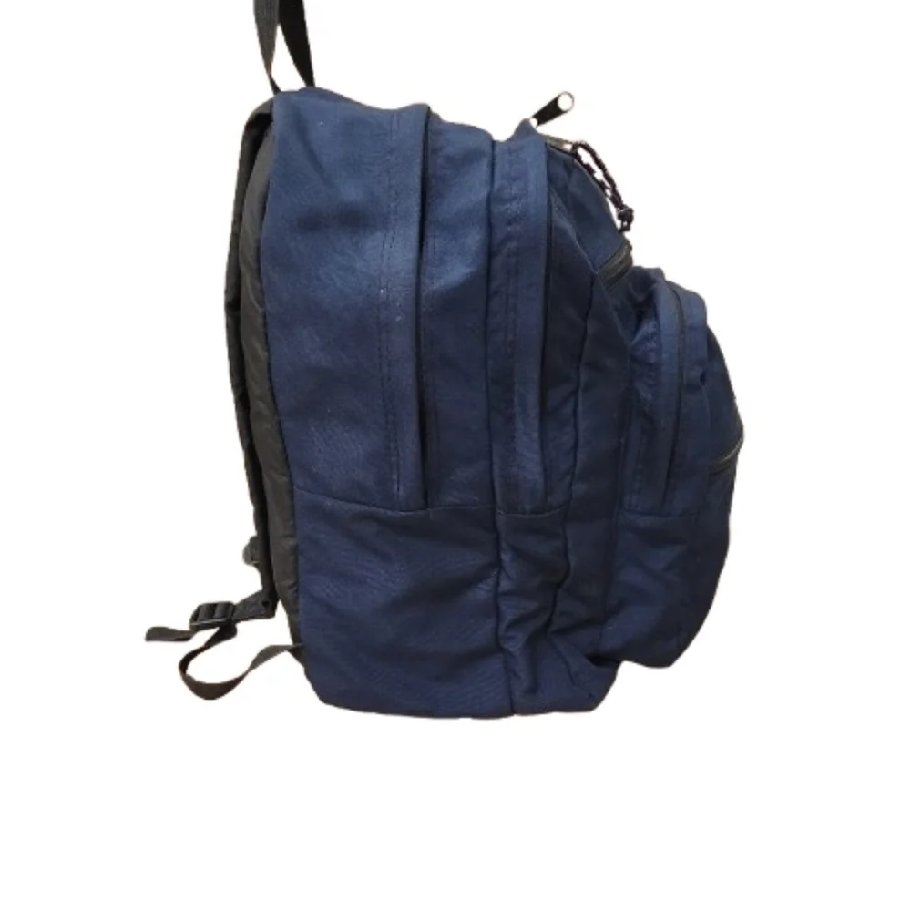 90s Vintage Jansport Navy Blue Classic Backpack | Made in USA | Triple Zip